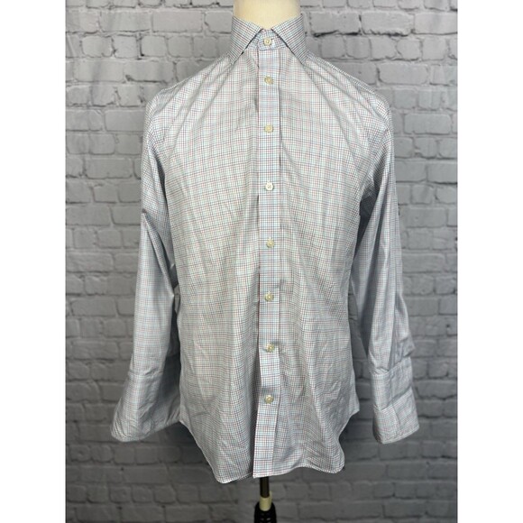Charles Tyrwhitt Dress Shirt Men 15 1/2-32 Slim Fit French Cuff Multi Grid Check - Picture 3 of 8